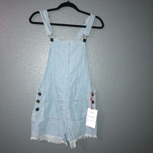 Denim overall shorts